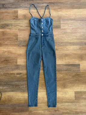NWT Overall by Denim Blvd jumpsuit size S. Lace up back